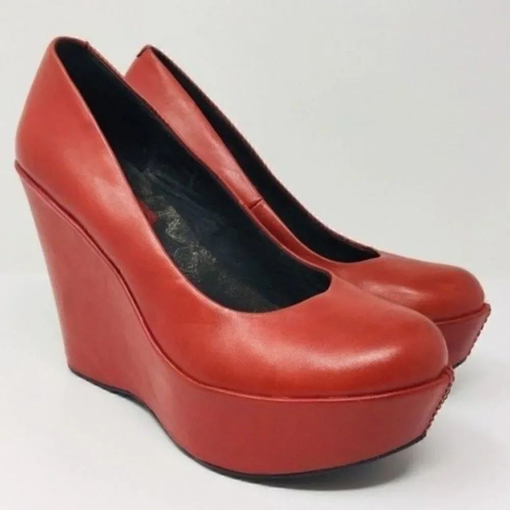 Kork east closed toe platform wedges light chestnut leather BoxG
